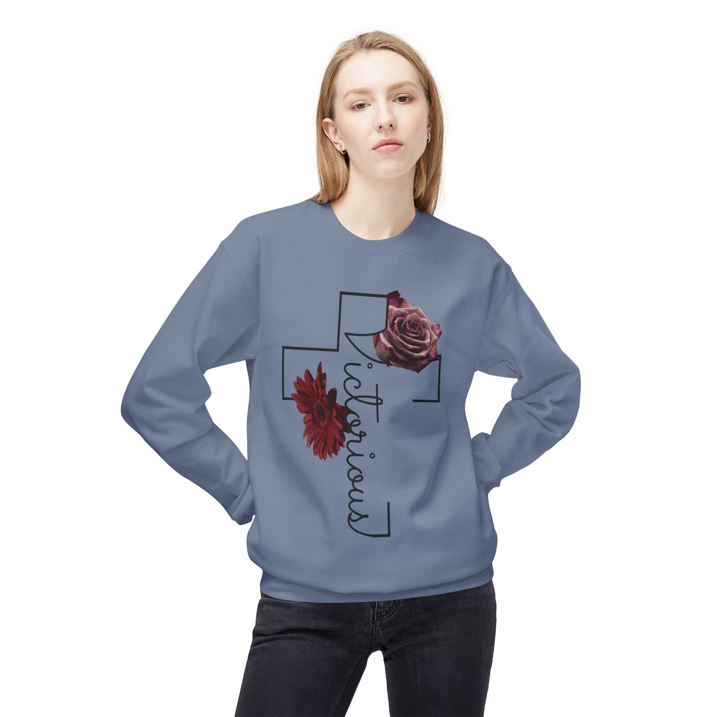 Victorious Rose Fleece Crewneck Sweatshirt