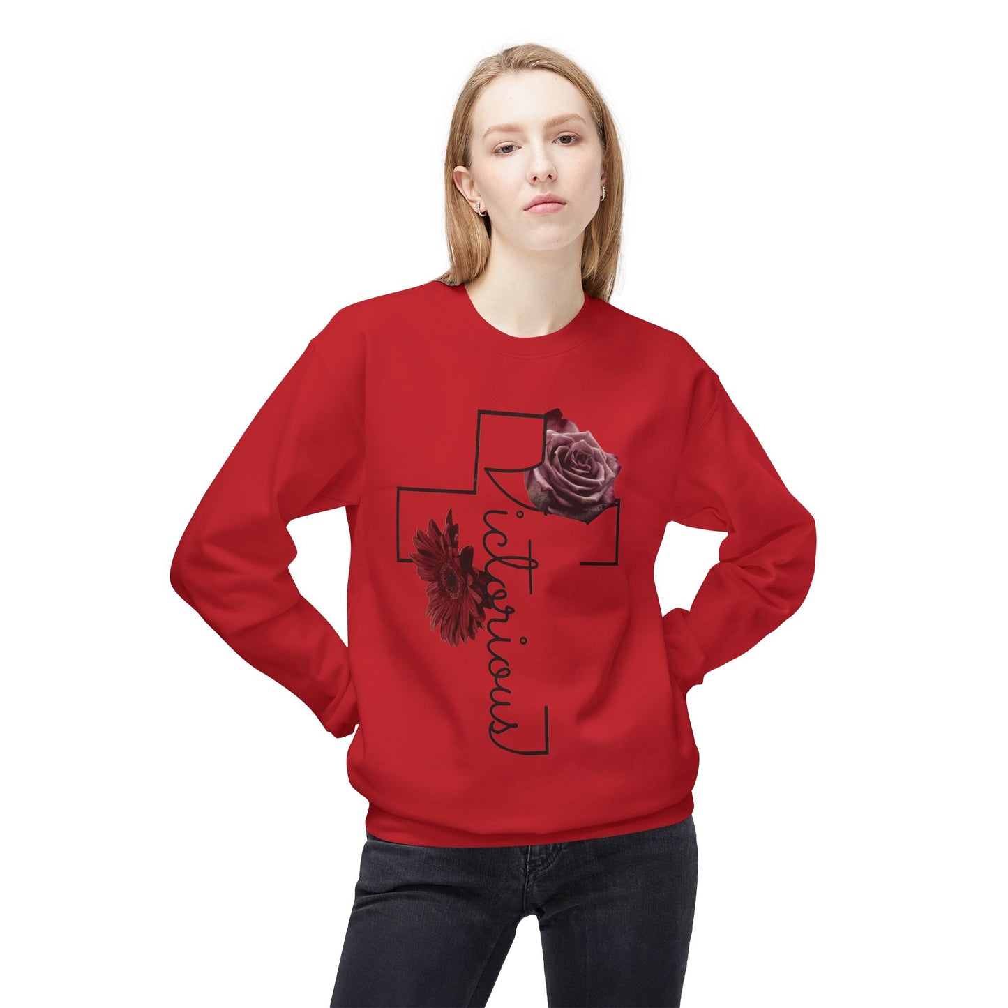 Victorious Rose Fleece Crewneck Sweatshirt