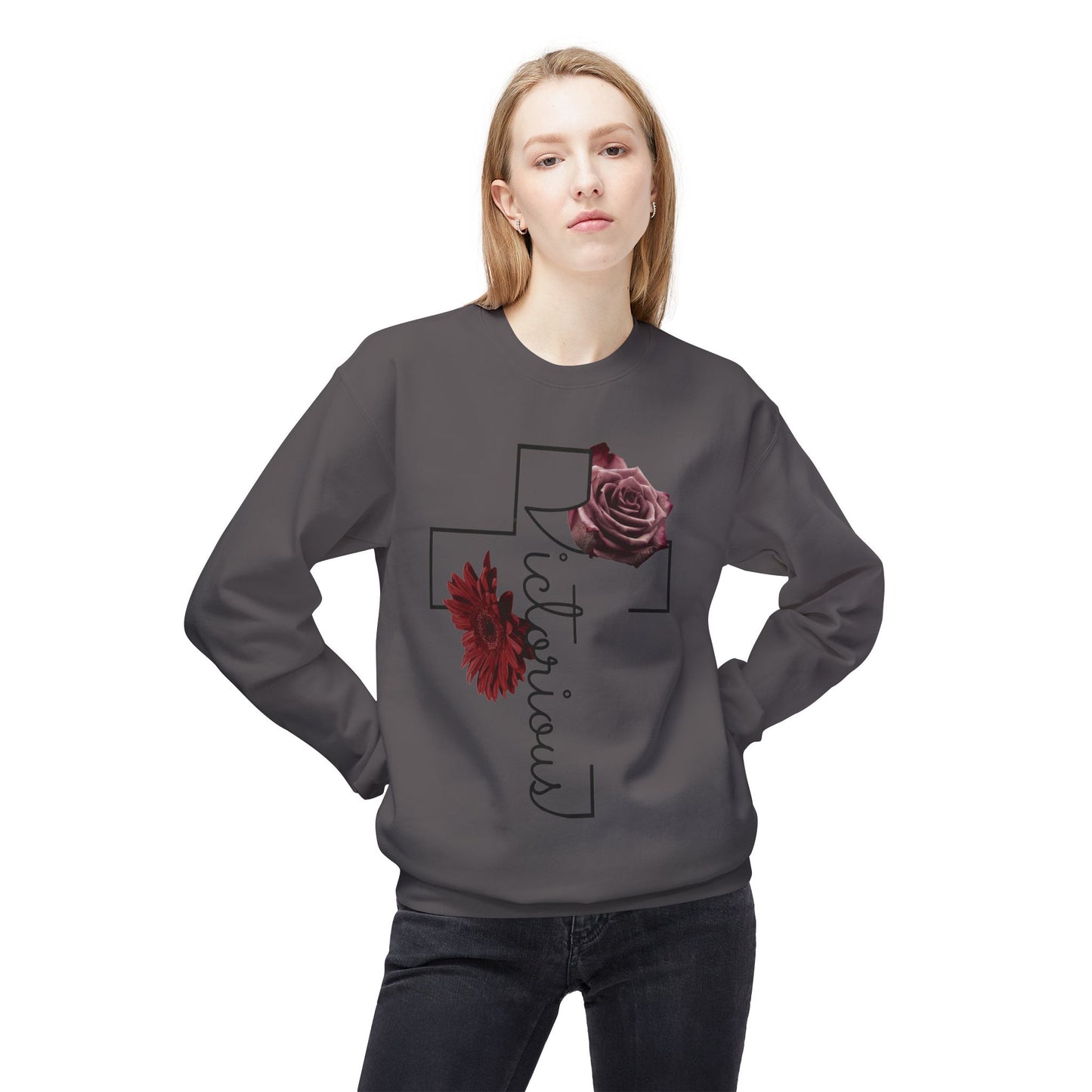 Victorious Rose Fleece Crewneck Sweatshirt