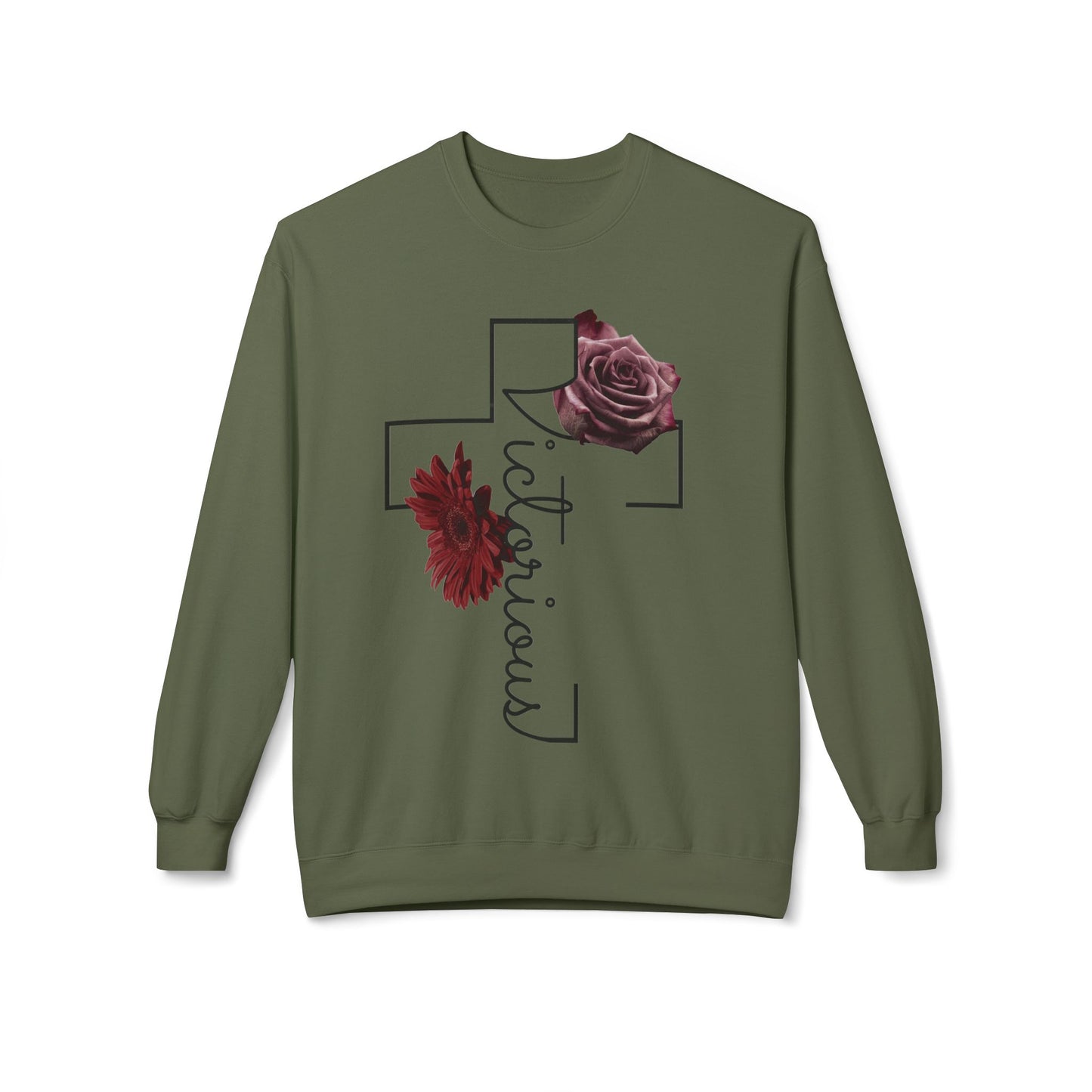 Victorious Rose Fleece Crewneck Sweatshirt
