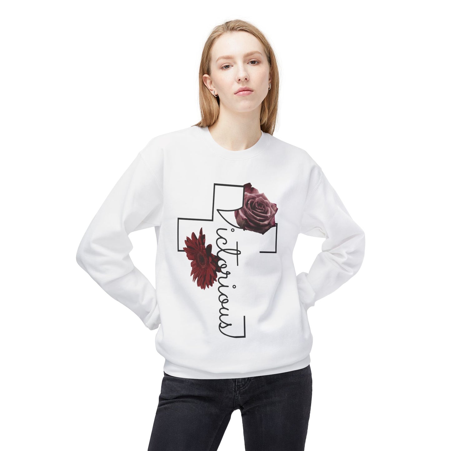 Victorious Rose Fleece Crewneck Sweatshirt