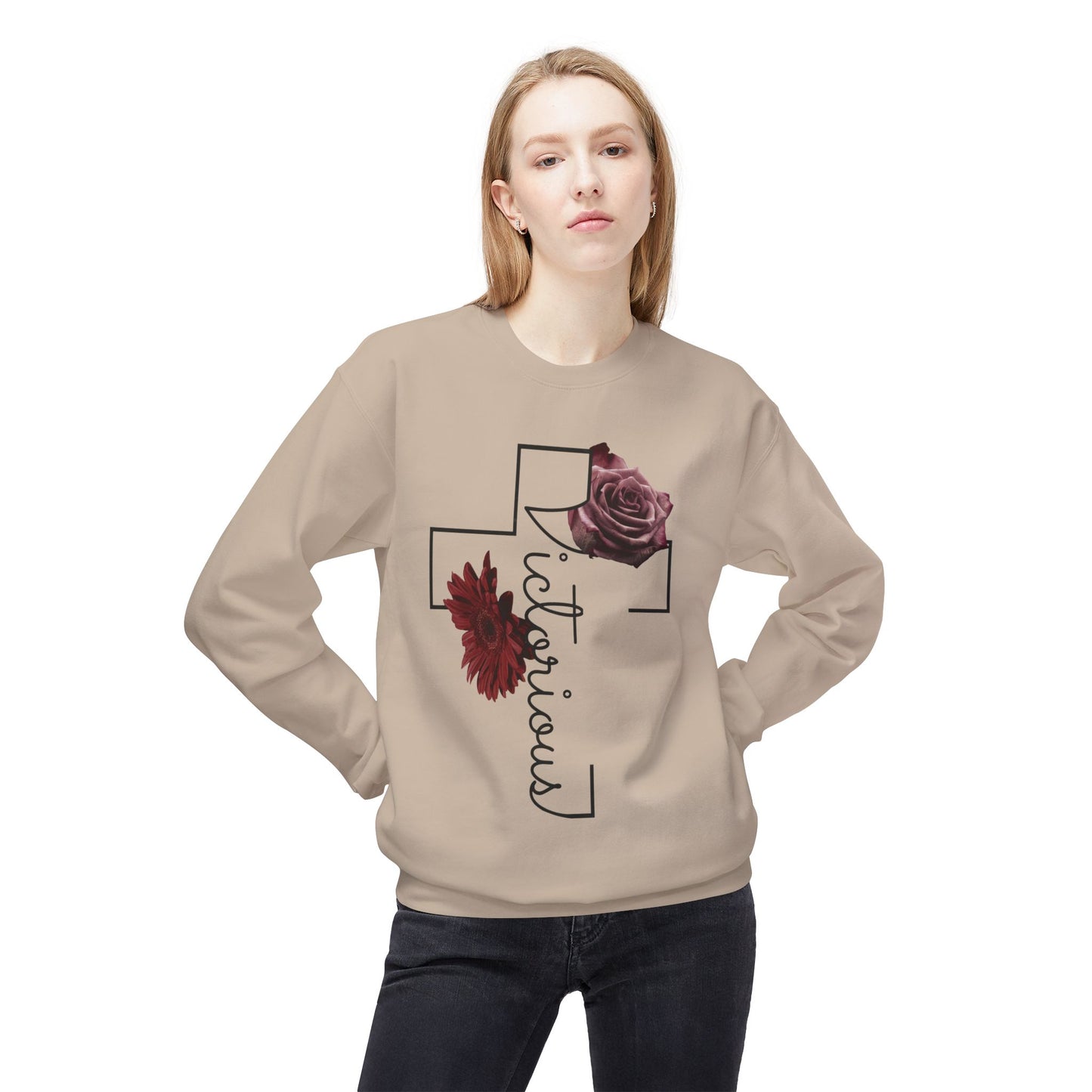 Victorious Rose Fleece Crewneck Sweatshirt